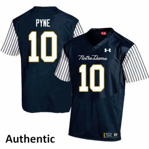 Mens Notre Dame #10 Drew Pyne Navy Blue Alternate Authentic Football Jerseys 301865-404