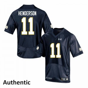 Men's Notre Dame #11 Ramon Henderson Navy Authentic Embroidery Jerseys 962009-817