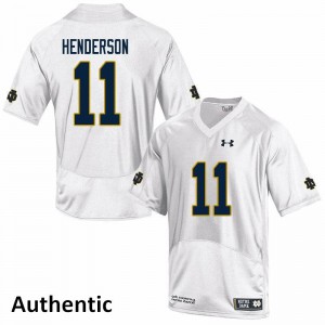 Mens Irish #11 Ramon Henderson White Authentic NCAA Jersey 646546-385