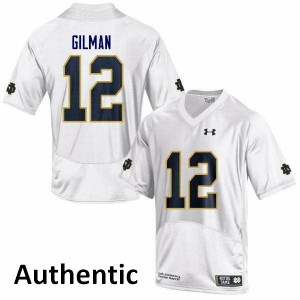 Mens Notre Dame #12 Alohi Gilman White Authentic Stitch Jerseys 471211-637