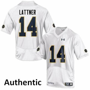 Men University of Notre Dame #14 Johnny Lattner White Authentic Official Jersey 268132-899