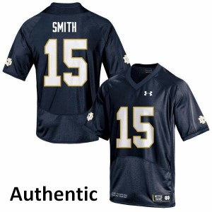 Men's University of Notre Dame #15 Cameron Smith Navy Authentic College Jersey 249887-526