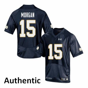Men's University of Notre Dame #15 D.J. Morgan Navy Authentic Football Jersey 565322-414