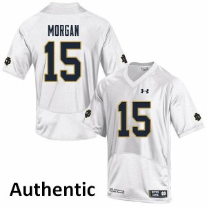 Mens Notre Dame Fighting Irish #15 D.J. Morgan White Authentic Stitched Jerseys 356617-583