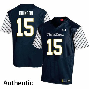 Men University of Notre Dame #15 Jordan Johnson Navy Blue Alternate Authentic Player Jersey 800336-223