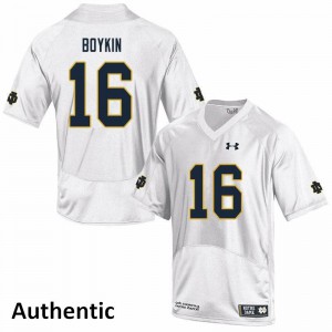 Men's University of Notre Dame #16 Noah Boykin White Authentic Player Jerseys 222483-607