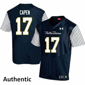 Mens Notre Dame Fighting Irish #17 Cole Capen Navy Blue Alternate Authentic Football Jersey 172655-386