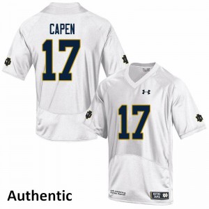 Mens University of Notre Dame #17 Cole Capen White Authentic Stitched Jerseys 419940-596