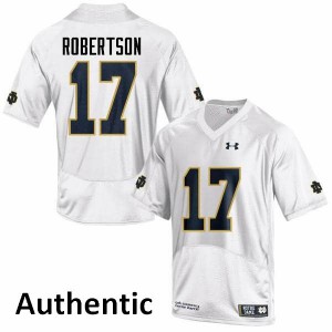 Mens Fighting Irish #17 Isaiah Robertson White Authentic Official Jersey 247704-664
