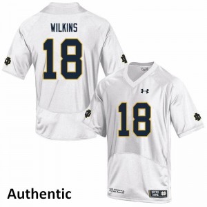 Men UND #18 Joe Wilkins White Authentic College Jerseys 103920-110