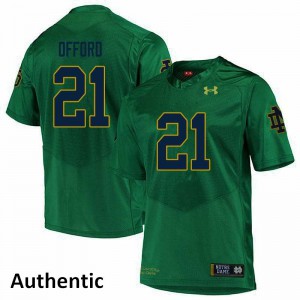 Men Notre Dame #21 Caleb Offord Green Authentic Embroidery Jerseys 780448-424