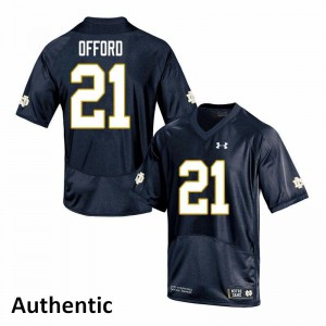 Men Notre Dame #21 Caleb Offord Navy Authentic Stitch Jerseys 979447-152