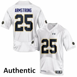Men's University of Notre Dame #25 Jafar Armstrong White Authentic Player Jersey 378219-365