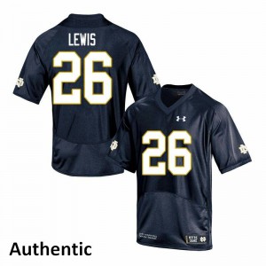 Men's Fighting Irish #26 Clarence Lewis Navy Authentic Stitched Jersey 369399-309