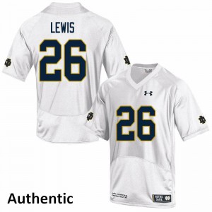 Mens University of Notre Dame #26 Clarence Lewis White Authentic Football Jersey 535473-328