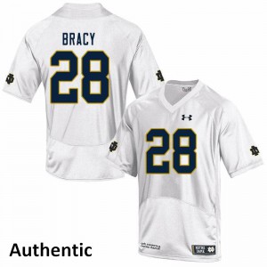 Mens Notre Dame #28 TaRiq Bracy White Authentic NCAA Jerseys 793707-695