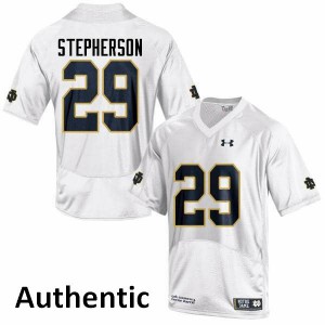 Men's University of Notre Dame #29 Kevin Stepherson White Authentic Player Jersey 299167-713