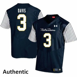 Men's Irish #3 Avery Davis Navy Blue Alternate Authentic High School Jerseys 964127-937