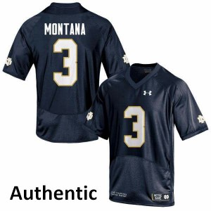 Men Irish #3 Joe Montana Navy Blue Authentic NCAA Jerseys 177076-723