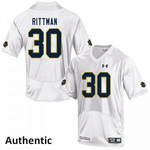 Mens Notre Dame #30 Jake Rittman White Authentic Alumni Jersey 329676-749