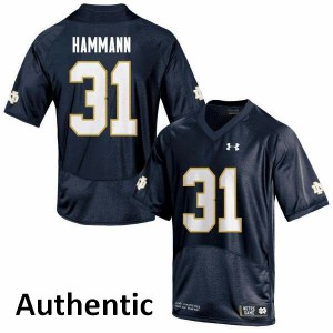 Men's Notre Dame #31 Grant Hammann Navy Authentic Stitch Jersey 826966-684