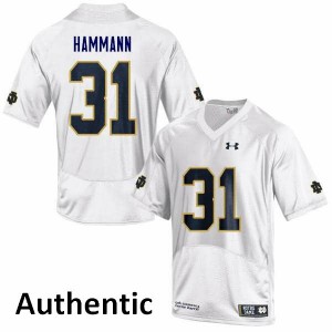 Men's Notre Dame #31 Grant Hammann White Authentic High School Jersey 392936-523