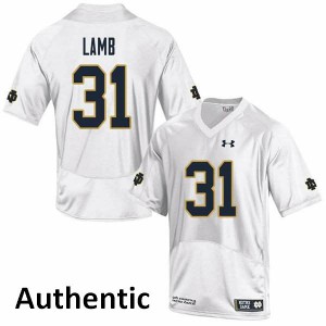 Mens Notre Dame #31 Jack Lamb White Authentic Football Jerseys 826810-131