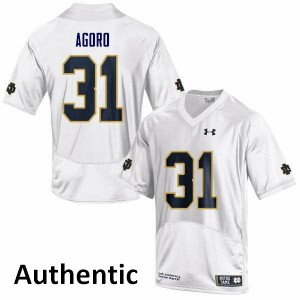 Men's Fighting Irish #31 Temitope Agoro White Authentic Official Jersey 366811-783