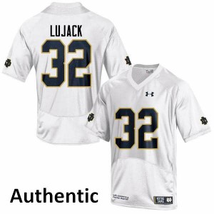Men UND #32 Johnny Lujack White Authentic Football Jerseys 303288-680