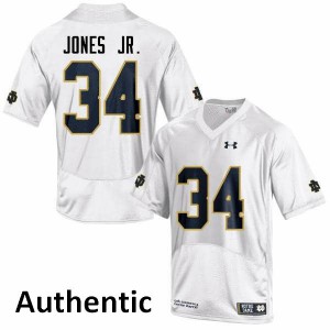 Mens Notre Dame #34 Tony Jones Jr. White Authentic Stitch Jersey 379585-170