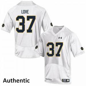 Mens Notre Dame Fighting Irish #37 Chase Love White Authentic College Jerseys 323176-330