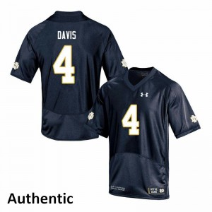 Mens University of Notre Dame #4 Avery Davis Navy Authentic Player Jerseys 868071-709