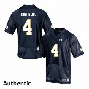 Men UND #4 Kevin Austin Jr. Navy Authentic NCAA Jerseys 542912-285