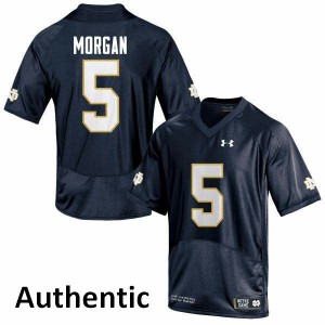 Men's Notre Dame Fighting Irish #5 Nyles Morgan Navy Blue Authentic Embroidery Jersey 804629-329