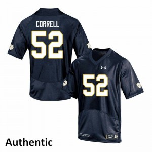 Men University of Notre Dame #52 Zeke Correll Navy Authentic Stitched Jerseys 695032-803