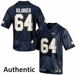 Men's Notre Dame #64 Ryan Kilander Navy Blue Authentic Football Jerseys 743097-781