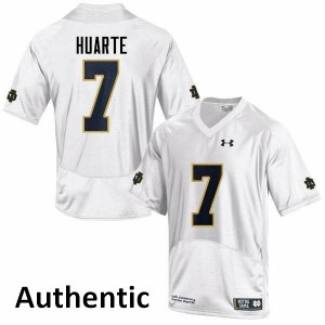 Mens Notre Dame #7 John Huarte White Authentic College Jersey 517581-169