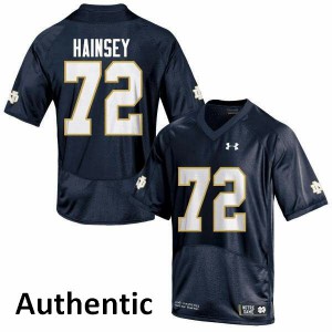 Men's Notre Dame #72 Robert Hainsey Navy Blue Authentic Embroidery Jersey 953109-660
