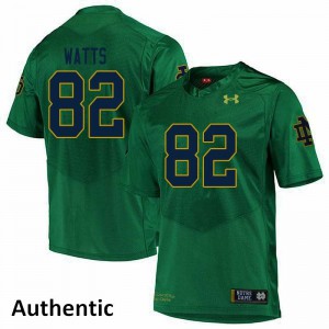 Mens Notre Dame #82 Xavier Watts Green Authentic Embroidery Jerseys 880613-580