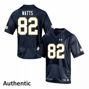 Men's Notre Dame #82 Xavier Watts Navy Authentic Player Jersey 194507-206
