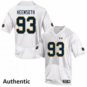 Men's Notre Dame #93 Zane Heemsoth White Authentic Football Jersey 900310-827