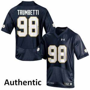 Men's Notre Dame #98 Andrew Trumbetti Navy Blue Authentic NCAA Jersey 461823-958
