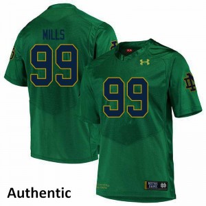 Men's Notre Dame #99 Rylie Mills Green Authentic Football Jerseys 872266-987