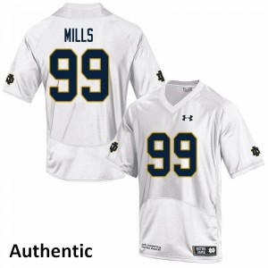Mens University of Notre Dame #99 Rylie Mills White Authentic Stitched Jersey 457089-679