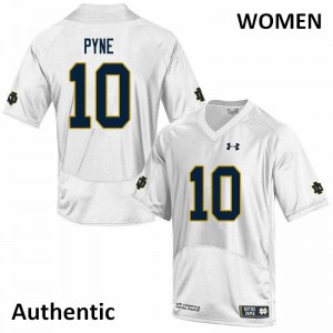 Women Notre Dame #10 Drew Pyne White Authentic Embroidery Jersey 301460-308