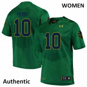 Women's Notre Dame Fighting Irish #10 Isaiah Pryor Green Authentic NCAA Jersey 898844-942
