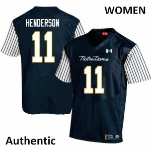 Women's University of Notre Dame #11 Ramon Henderson Navy Blue Alternate Authentic Football Jerseys 574038-584