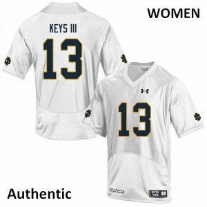 Womens Fighting Irish #13 Lawrence Keys III White Authentic Official Jerseys 375581-692