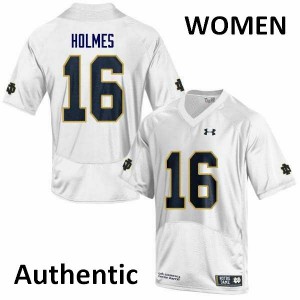 Womens Fighting Irish #15 C.J. Holmes White Authentic Official Jerseys 207914-119