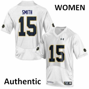 Womens University of Notre Dame #15 Cameron Smith White Authentic Football Jersey 924026-885